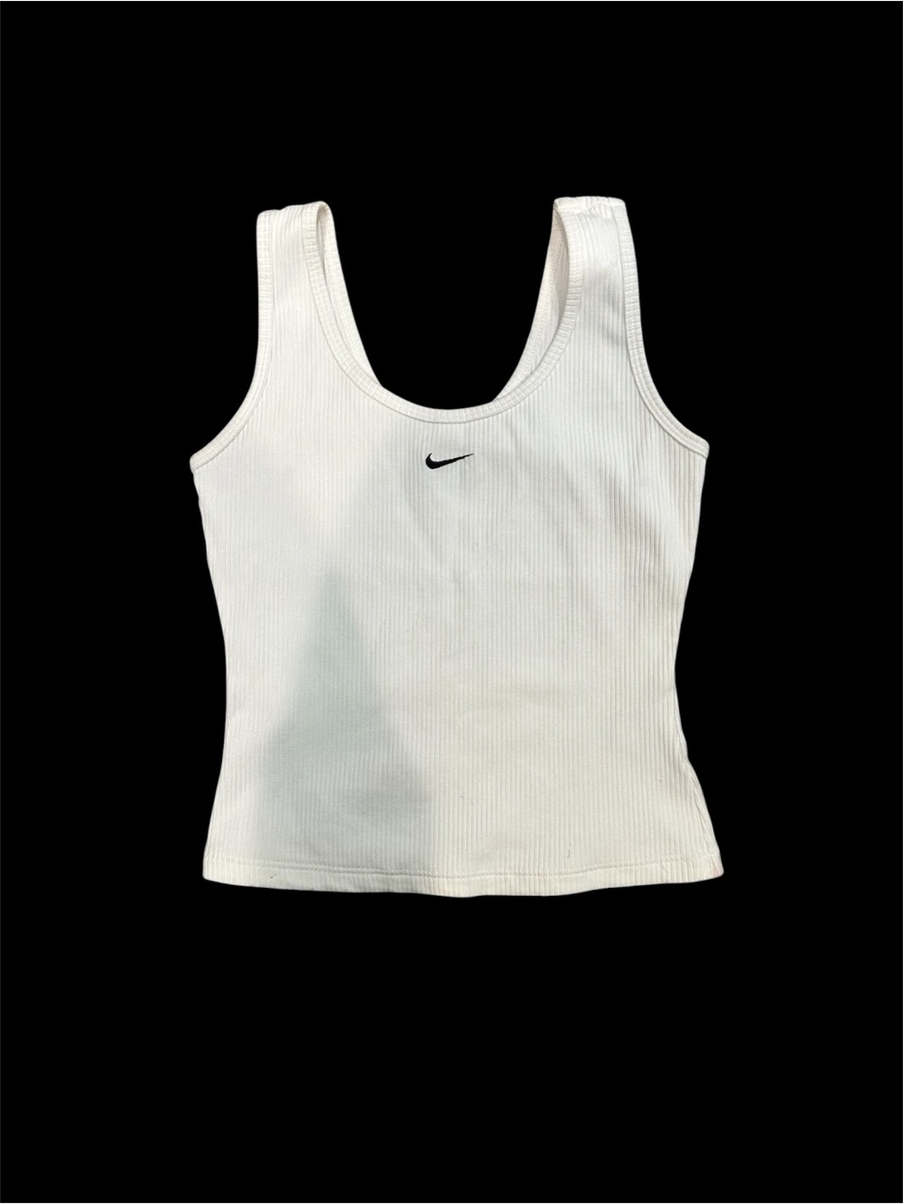 Nike White Ribbed Tank with Small Swoosh Y2K